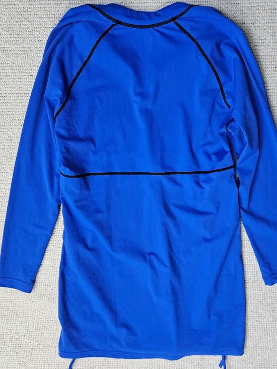 Coolibar Lawai Ruche Swim Shirt Dress Coverup UPF 50+ Blue Large L Beach Outdoor - Picture 3 of 9